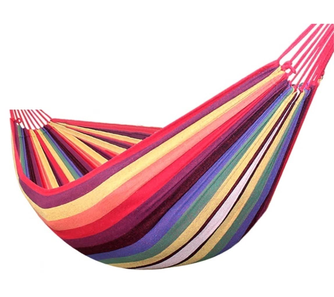 Hamak Ultralekki, Hammock Płótno bawełniane hamak ogrodowy na zewnątrz przenośna huśtawka podróżna powiesić łóżko hamaki piesze wycieczki ogrodu na Kemping, na Zewnątrz(A)