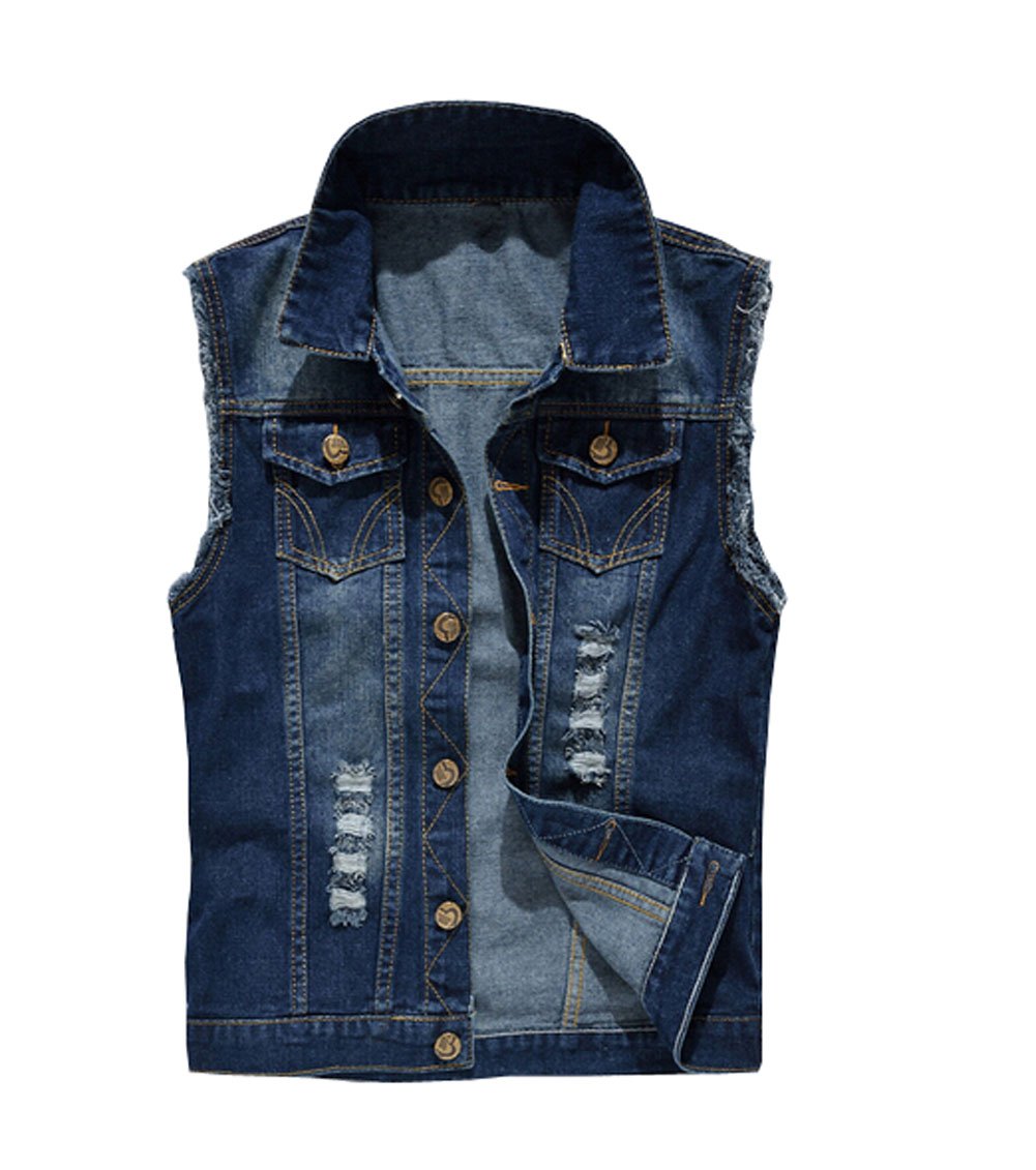 MYtodo Unisex Casual Plus Size Sleeveless Denim Slim Vest Waistcoat