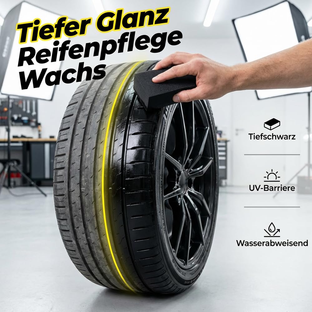 Reifenglanz Reinigungscreme, Reifenpflege Endurance High Gloss für Autoreifen, 2026 Neu Multifunction Reifenpflegecreme Reifenwachs für Felgenschutz Stellt Schwarzen Glanz Wieder (1PCS)