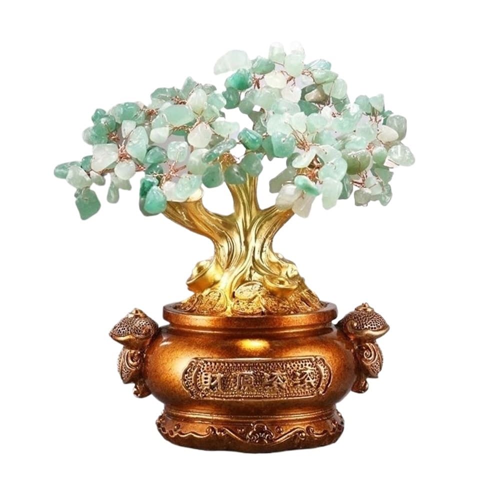 Gemstone Tree Money Crystal Tree, Gem Beads Chakra, Office Desk Decor Spiritual Ornament Crystal Decor(Green)