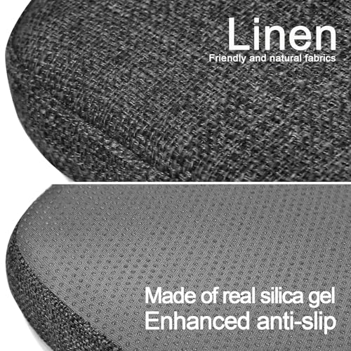 Image of BUYUE Friendly Woven Fabric Magnetic Bar Stool Cushion 1 Piece, Enhanced Anti-Slip Breathable Small Chair Seat Pad for Cafe Bistro Stackable Metal Stool (Square, Dark Gray, 1)