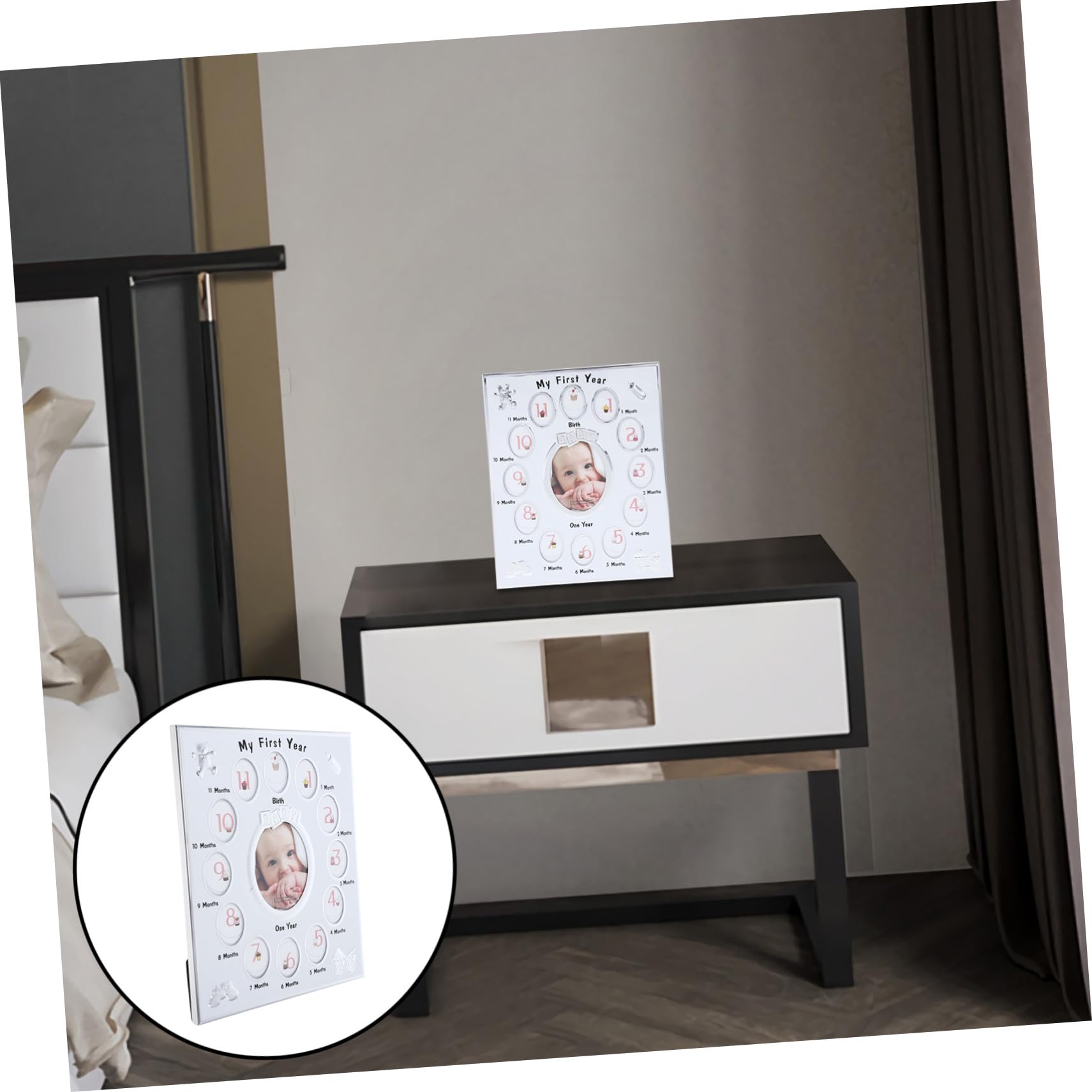 Marco de Fotos para Niña Marco de Crecimiento Infantil Exhibidor para Cumpleaños Registro de Imágenes para Recién Nacidos Seguro y Duradero Regalo Original para con Bebés