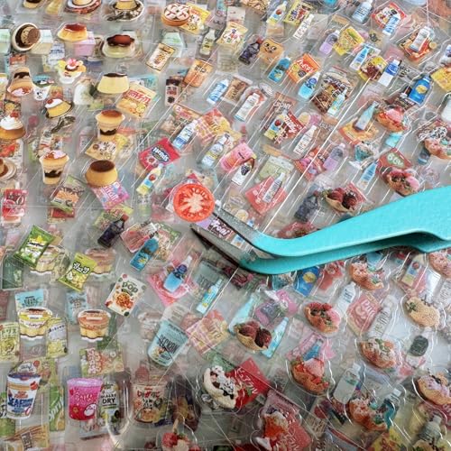MOLNESO 2000+ Mini Stickers Pack 36 Sheets Tiny Food & Snack Stickers with Tweezer 5mm Small Stickers for Journals Planners Scrapbooking DIY Decoration