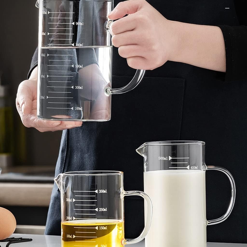 Glass Measuring Cup With Scale Milk Cup High Temperature Resistant Household Kitchen Baking Beaten Egg Cup Measuring Water Cup (Size : 1000ml)