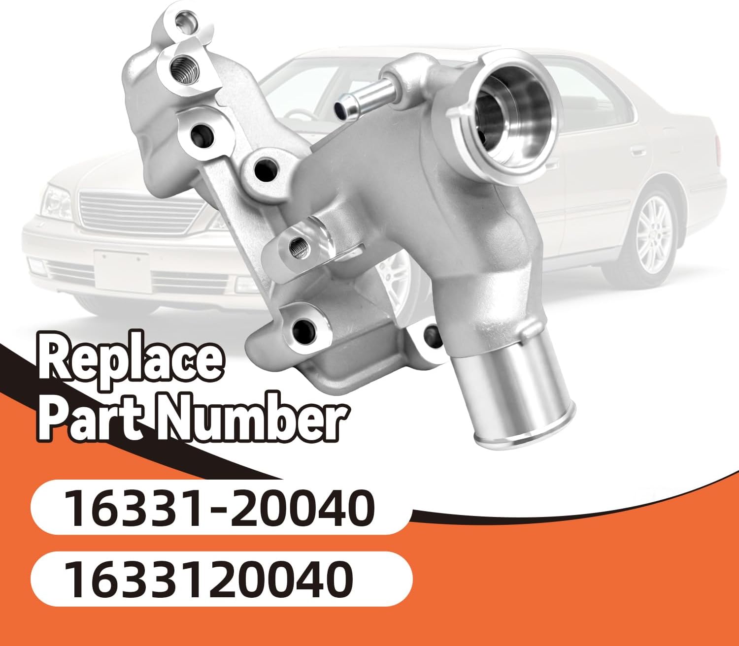 Engine Coolant Housing Water Outlet Flange 16331-20040 Fit for Lexus ES300 1994-2001, Fit for Toyota Camry Sienna Avalon MCV20 1994-2003, Water Pump Water Outlet Replace 1633120040