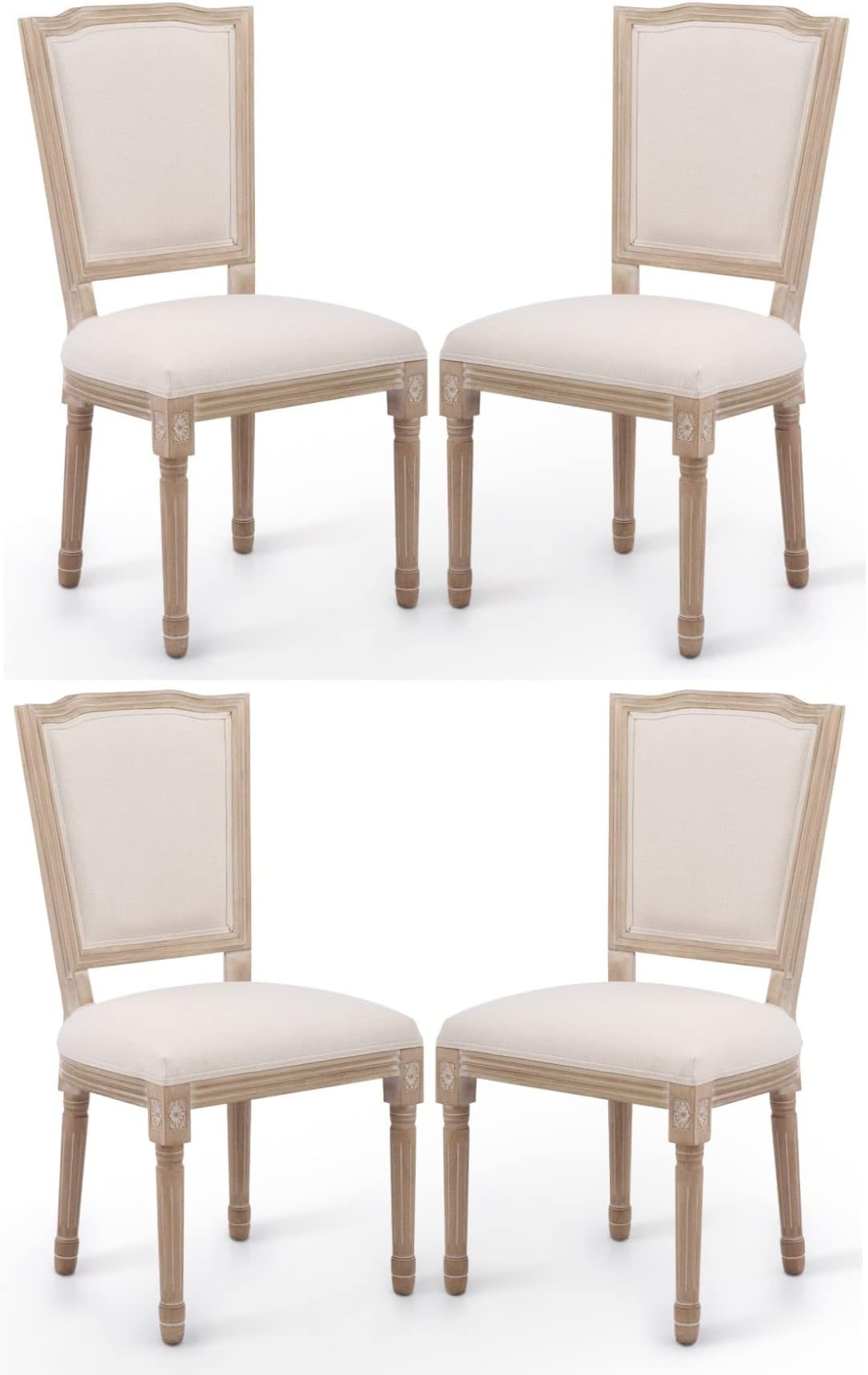 VONLUCE Vintage Farmhouse Dining Chairs – Set of 4 French Country ...