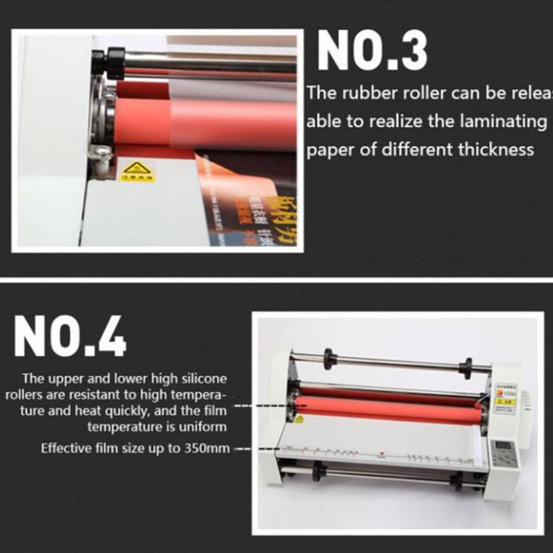 Laminator na gorąco na zimno, sterowana cyfrowo maszyna do laminowania termicznego, maszyna do laminowania na gorąco na zimno, folia PTE, czterowalcowy cyfrowy laminator termiczny