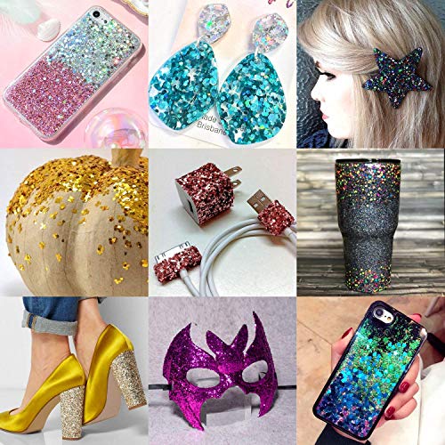 JOERRES Chunky & Fine Glitter Powder 15 Farben, holografische Chunky Pailletten schillernde Flocken (je 10 oz… – Bild 7