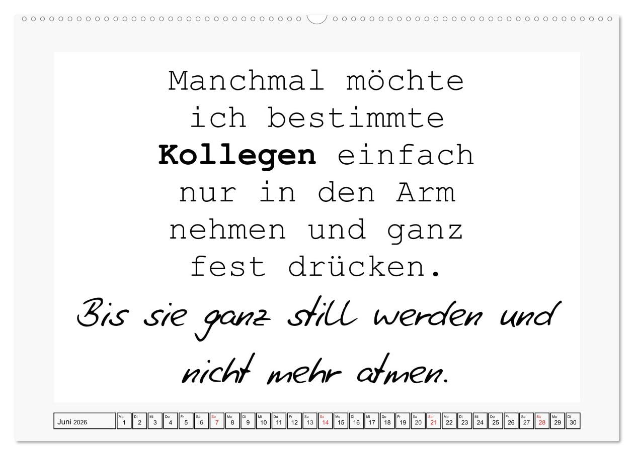 Typo-Kalender für das Büro. Sarkasmus und fiese Sprüche (Wandkalender 2026 DIN A2 quer), CALVENDO Monatskalender: Trendiger Sprüchekalender für den Arbeitsplatz (CALVENDO Spass)