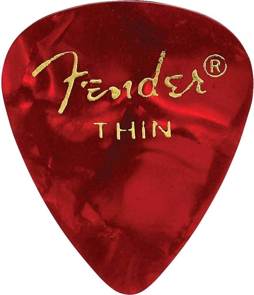 Fender 351 Shape Premium Picks (12 Pack) for electric guitar, acoustic guitar, mandolin, and bass Thin 12-Pack Red Moto