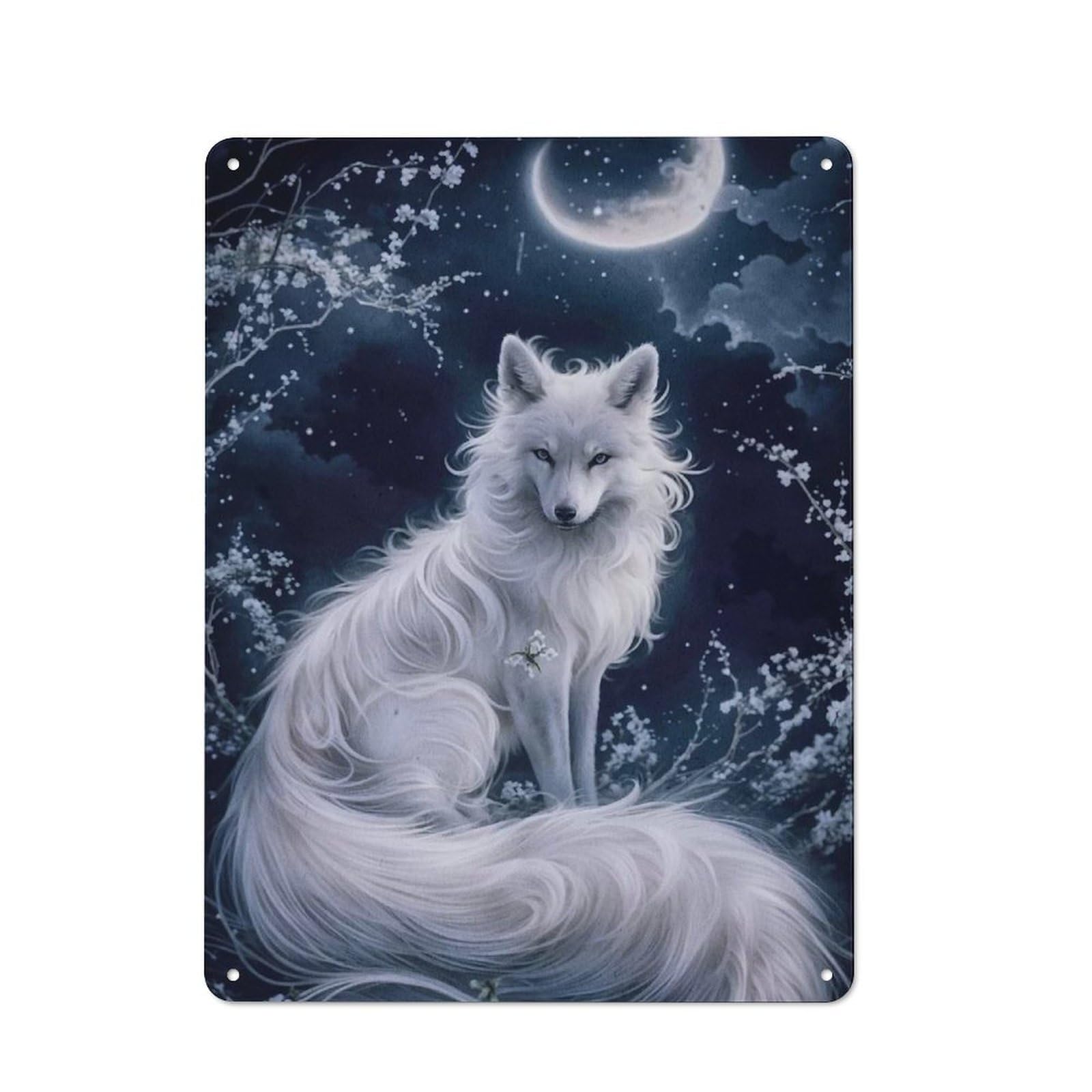 Junmoney Ghost Wolf-1 40X30cm Rustic Metal Plaque With Ghost Wolf For Café Or Restaurant, For Themed Interiors In Cafés And Restaurants