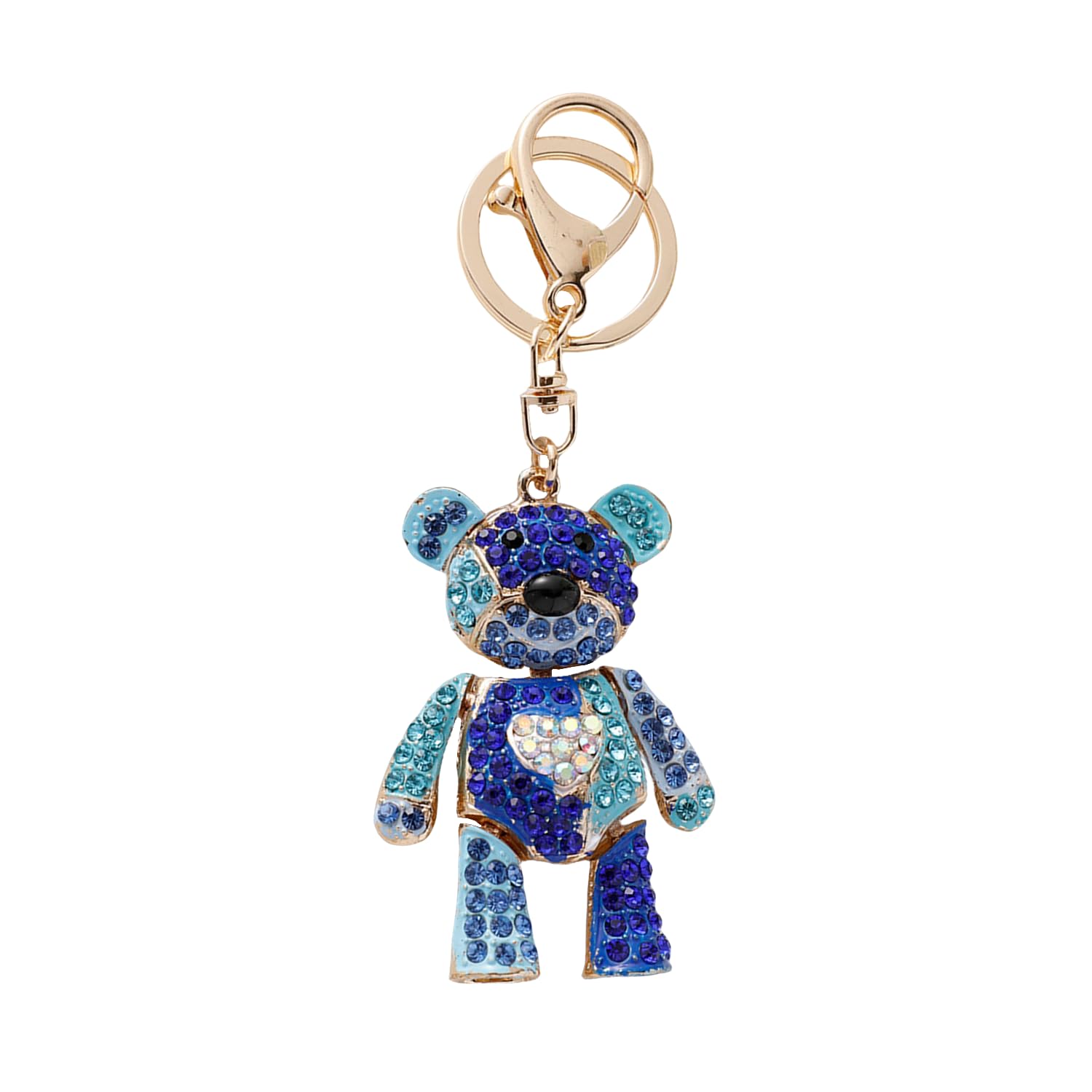 ZDHC Cute Teddy Bear Keychain Bling Crystal Rhinestone Animal Keyring Bag Pendant Handbag Charm for Women Girls