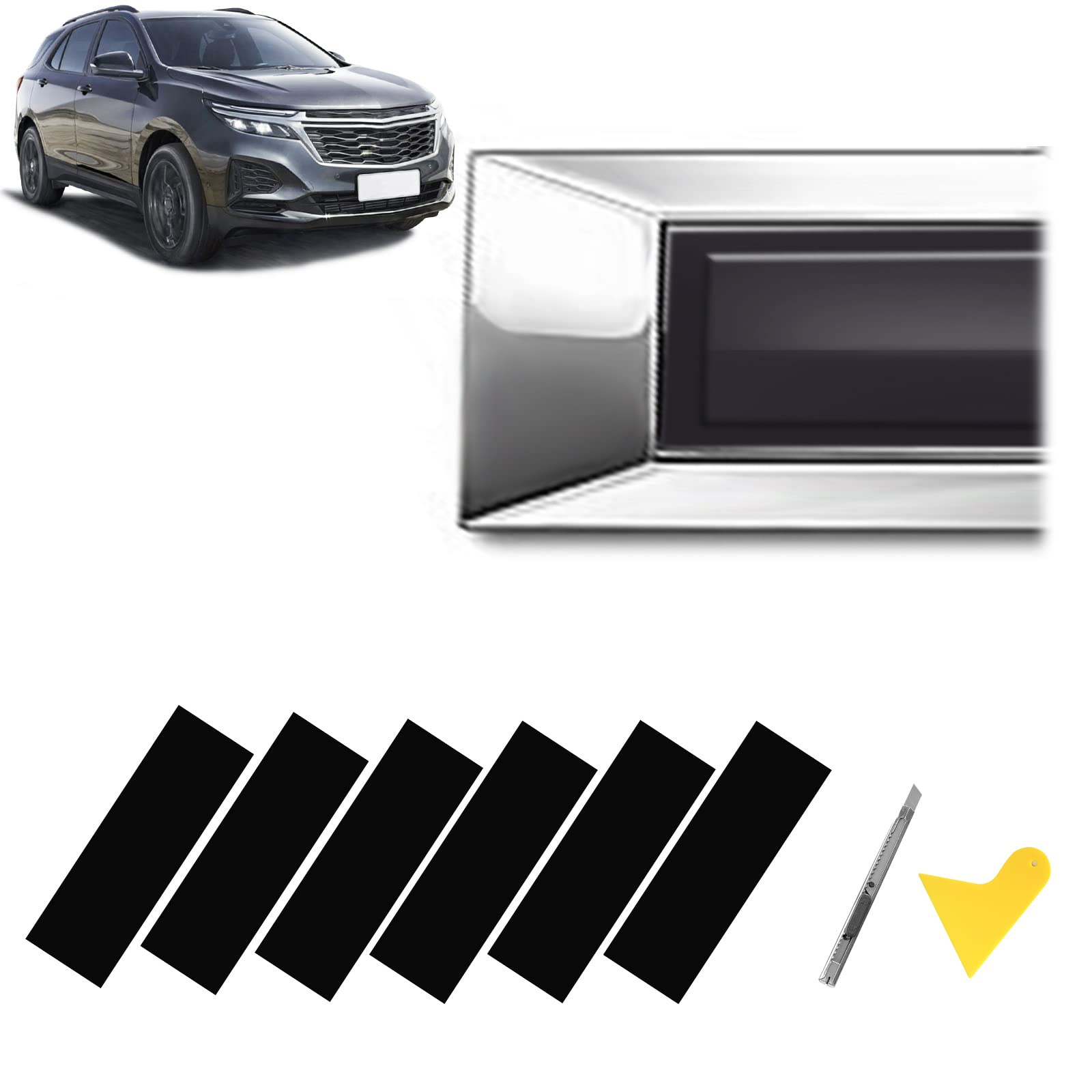 QianBao Compatible with Matte Black 11.8" x 4" Chevy Bowtie Emblem 6PCS