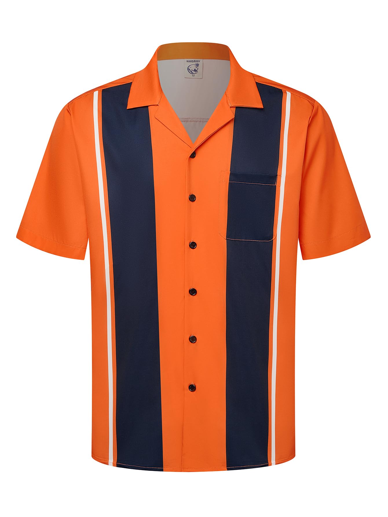 Hardaddy Men's Camp Collar Retro Vintage Bowling Button Down Shirt with Pocket Casual Short Sleeve Beach Shirts Summer