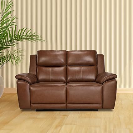 Recliners India Two Seater Power Recliner Sofa | King Reclienr | Power Recliner Chair | Cushion Armrest | Living Room Recliner Sofa | 1-Year Manufacturer Warranty | Colour- Chestnut Tan
