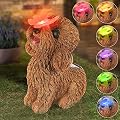 PaLuQiYa Dog Statues Outdoor Decor, Solar Lights Outdoor Statue Garden Decorations Solar Dog Ornaments for Patio, Lawn, Yard Art Decoration, Housewarming Garden Gift