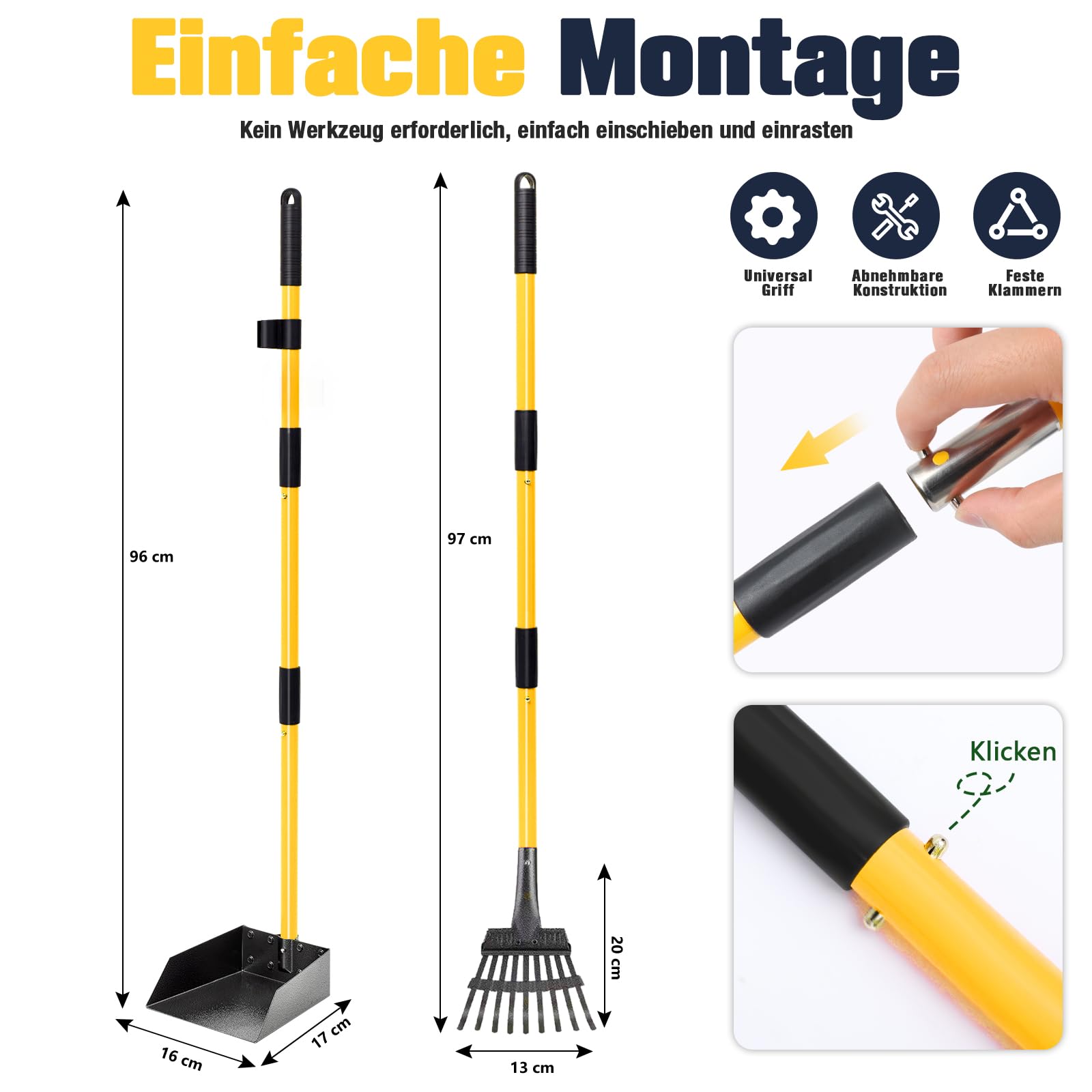 Hundekotschaufel Kehrschaufel & Rechen Mit Abfallsäcken, Hundekotsammler Langer Griff, Hundekot Scooper Für Garten & Laub