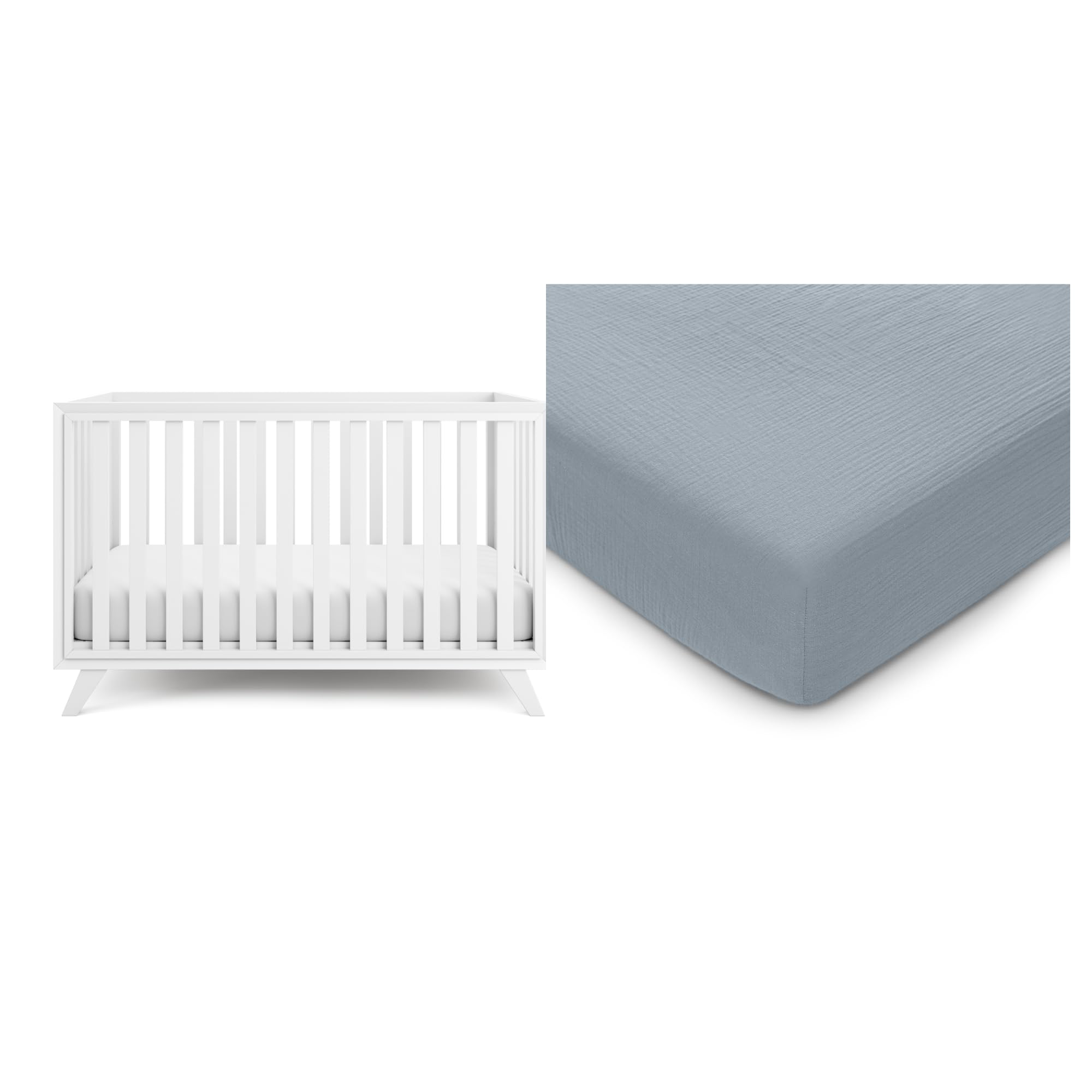 Comfy Cubs Baby Crib and Muslin Cotton Fitted Crib Sheet Bundled