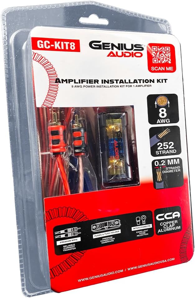 Genius GC-KIT8X 8 Gauge 1000 Watts Power Amplifier Installation Kit - Oxygen Free
