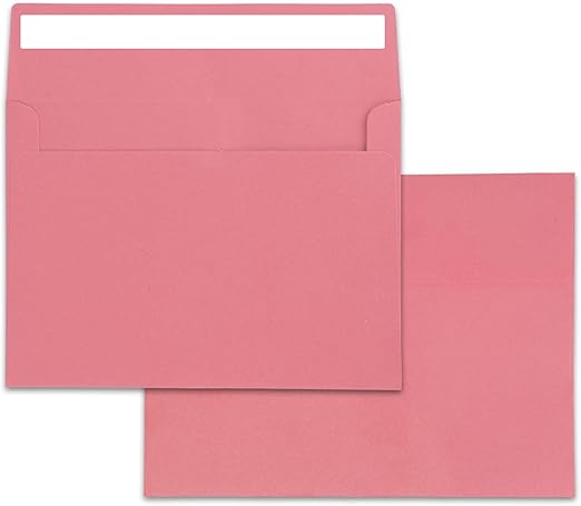 50 Packs A7 Envelopes,5x7 Envelopes for Invitations,5x7 Envelopes,Printable invitation envelope,Photos, postcards, greeting cards, mailings, Wedding Self-sealing Envelopes (pink)