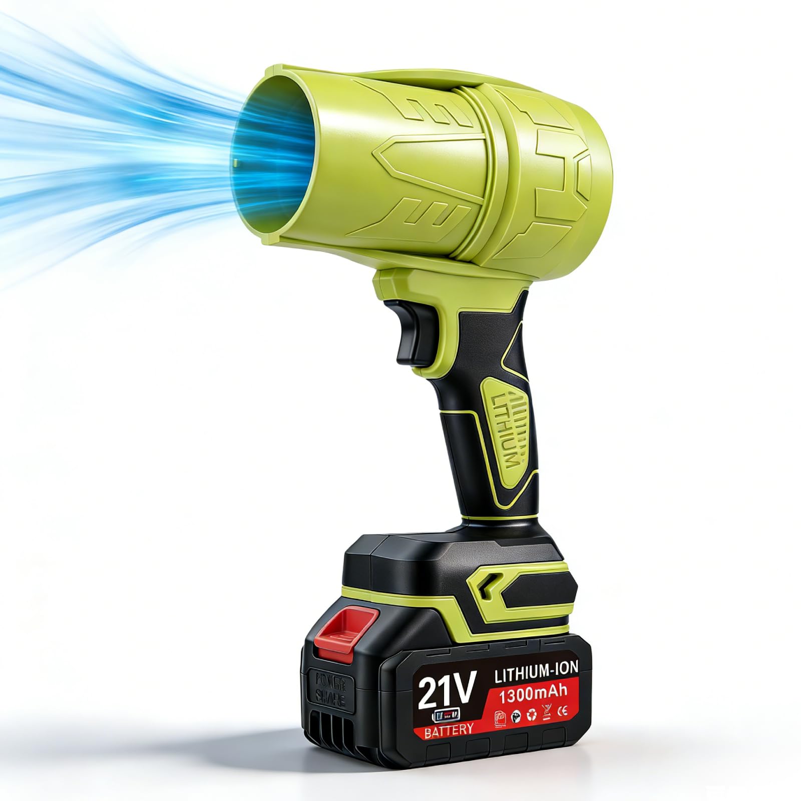 Soffiatore A Batteria Potente Portatile, 500W 35000Rpm 30M/S Mini Soffiatore Foglie A Batteria Senza Fili Con Batteria 1300mAh, Turbocompressore Piccolo Soffiatore Per Foglie, Polvere, Neve,Giardino