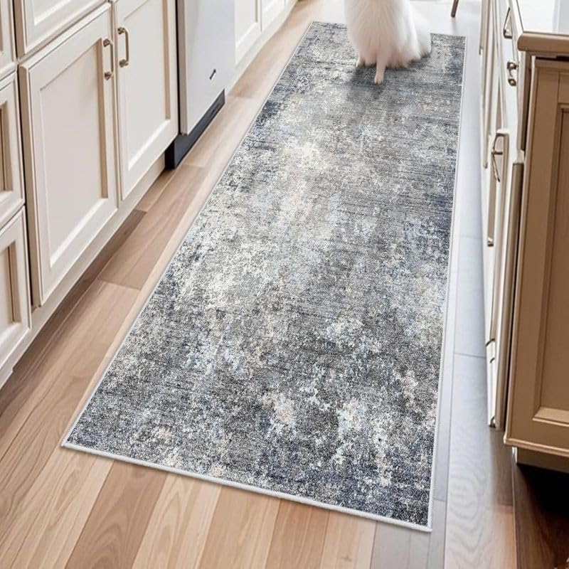 Alfombra antideslizante de pelo corto para pasillo y cocina moderna