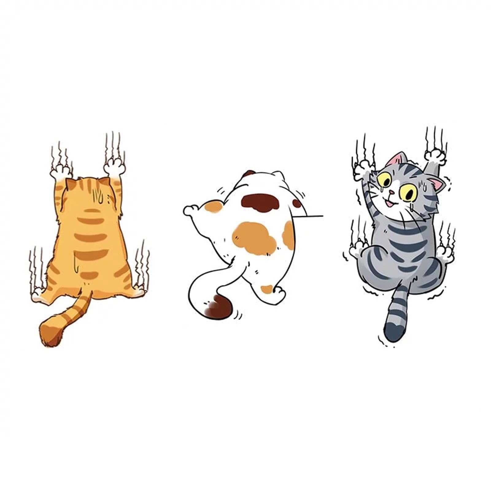 Pack of 3 Cat Car Stickers, Vinyl Funny Car Stickers, Cat Scratch Cover, Self-Adhesive Car Decoration Sticker Decor for Windows, Walls, Laptop, Luggage Stickers