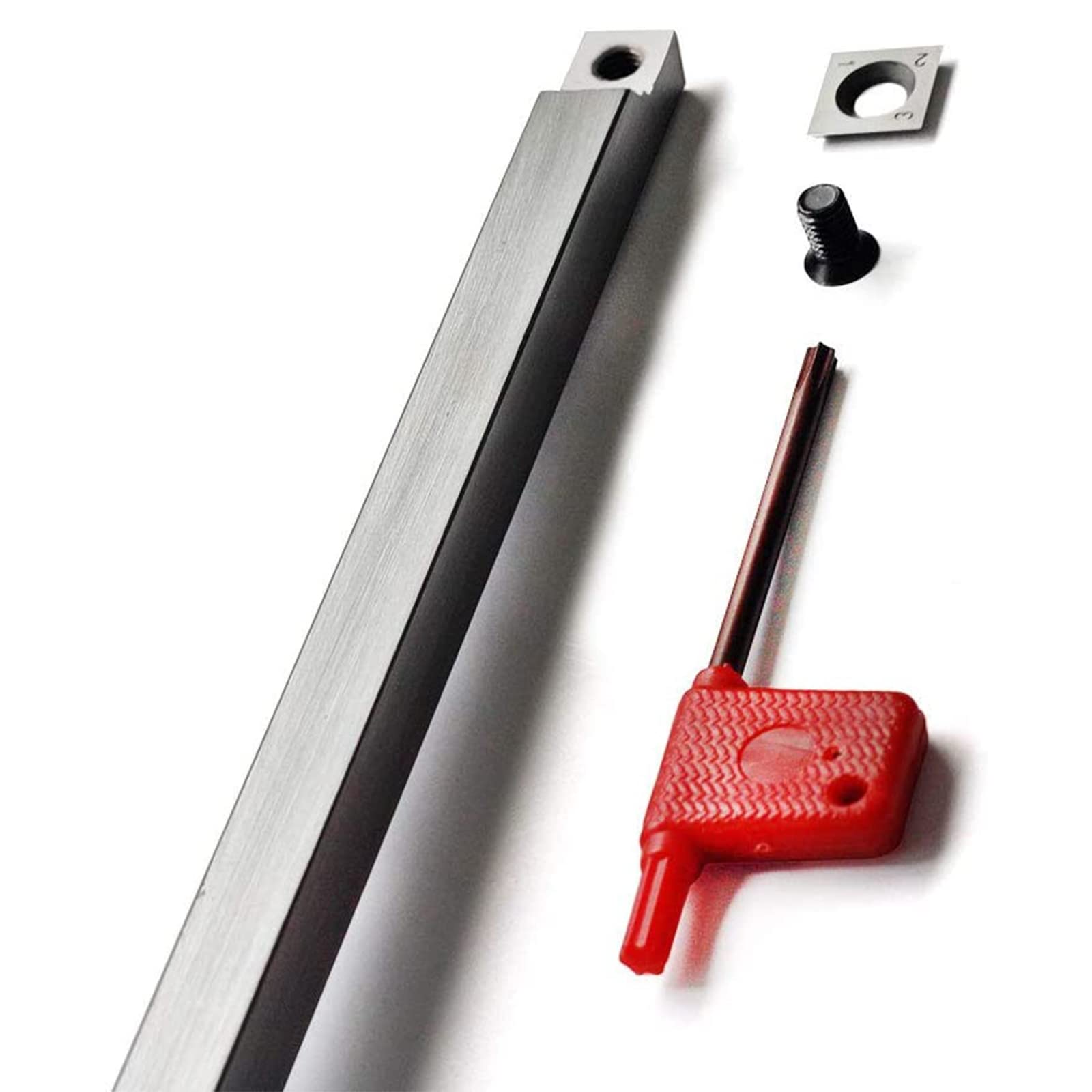 Utensili per tornitura per Legno Scalpello per tornio con Punta in carburo più Ruvida 18 Pollici a grandezza Naturale con Inserto Quadrato in carburo 15X15x2,5 mm con Raggio e Una Vite per hobbisti