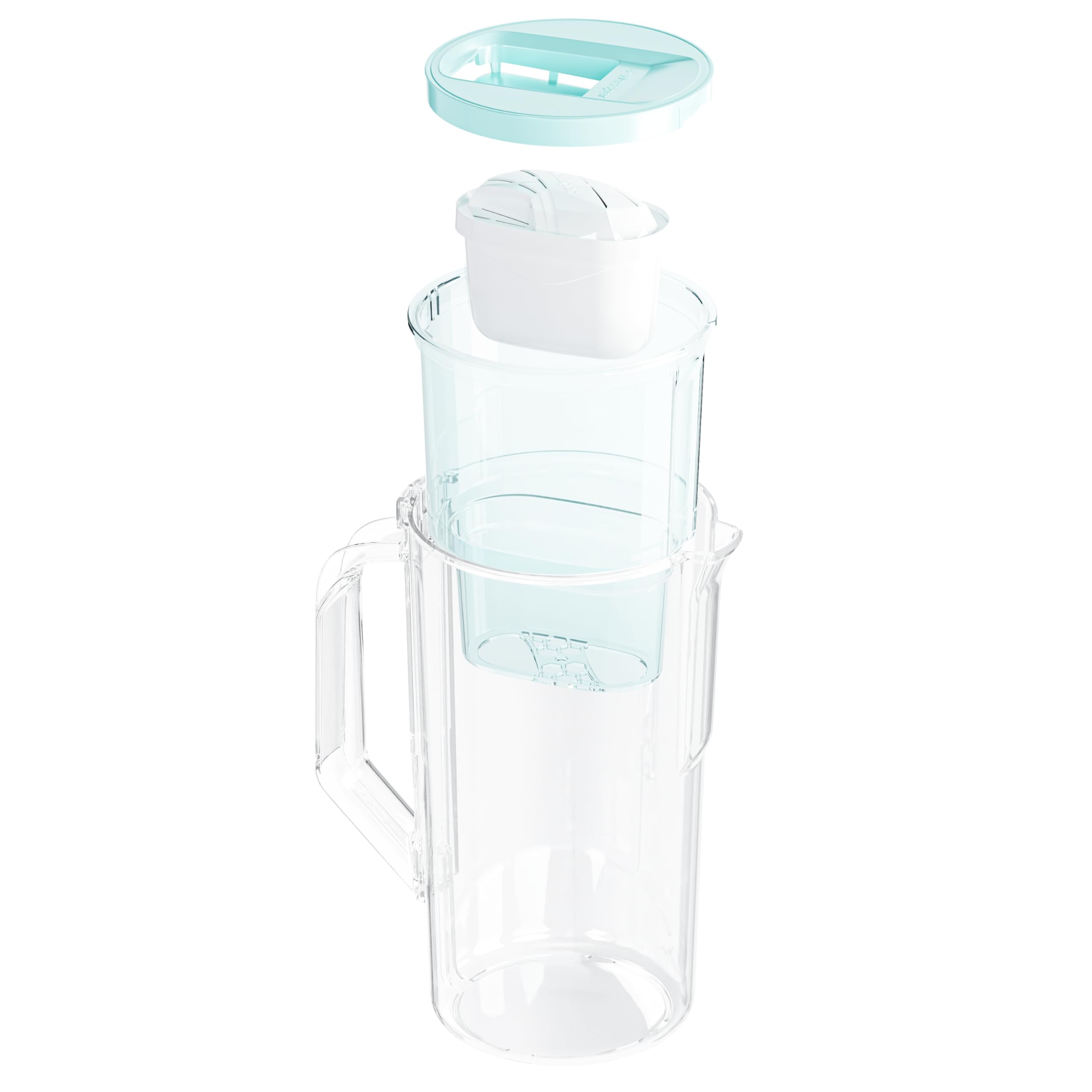 Wessper Caraffa Filtrante per Acqua 2.5L | Ricambio per Dafi Unimax Aquaphor A5 BRITA Maxtra+ PHILIPS AWP212/10 | Ridurre Calcare | Contiene Caraffa Filtrante per l'acqua + Cartuccia Filtrante, Menta