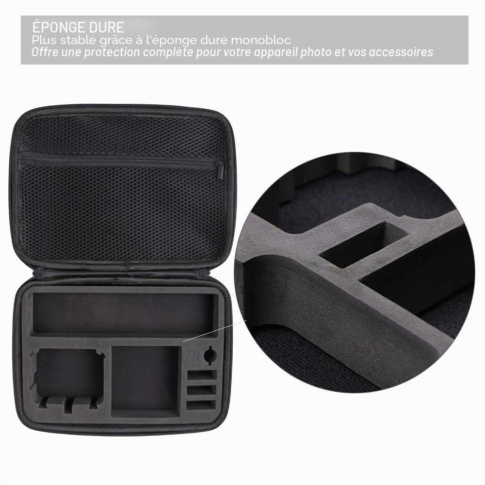 Étui de Transport Moyen résistant à l'eau Compatible avec GoPro Hero 13/12/11/10/9/8/7/(2018)/6/5/4 Noir, Sac de Rangement de Voyage pour AKASO/Campark/YI/DJI Osmo Action Camera et Plus