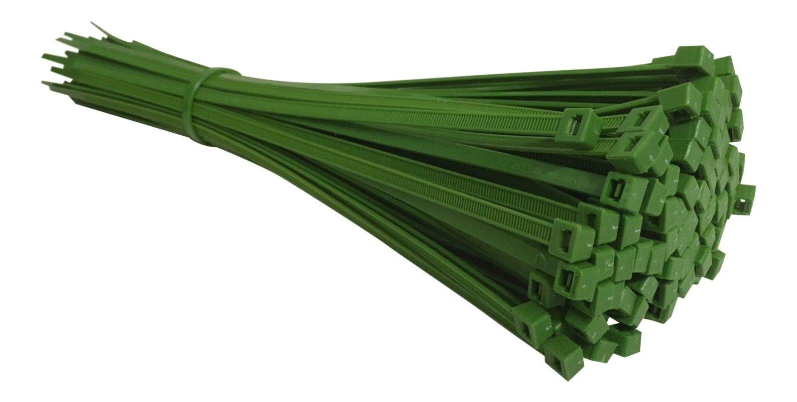 UKCable-Ties Cable Ties 200mm x 4.8mm Black Natural/White Coloured Strong Nylon Ties (200, Green)