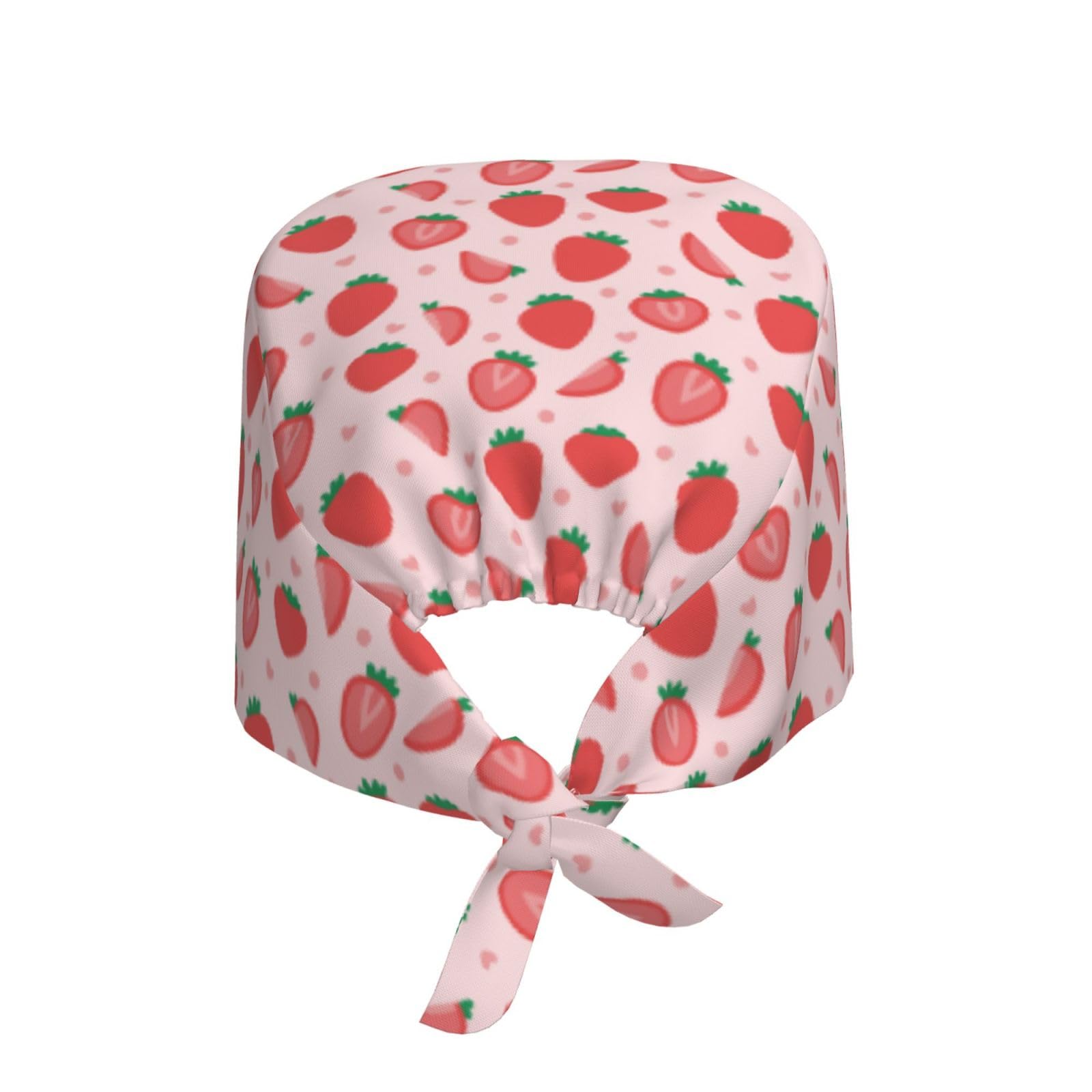Kuilepa Strawberry Print Working Caps With Sweatband Adjustable Working Hats Elastic Scrub Hats Nurse Scrub Cap