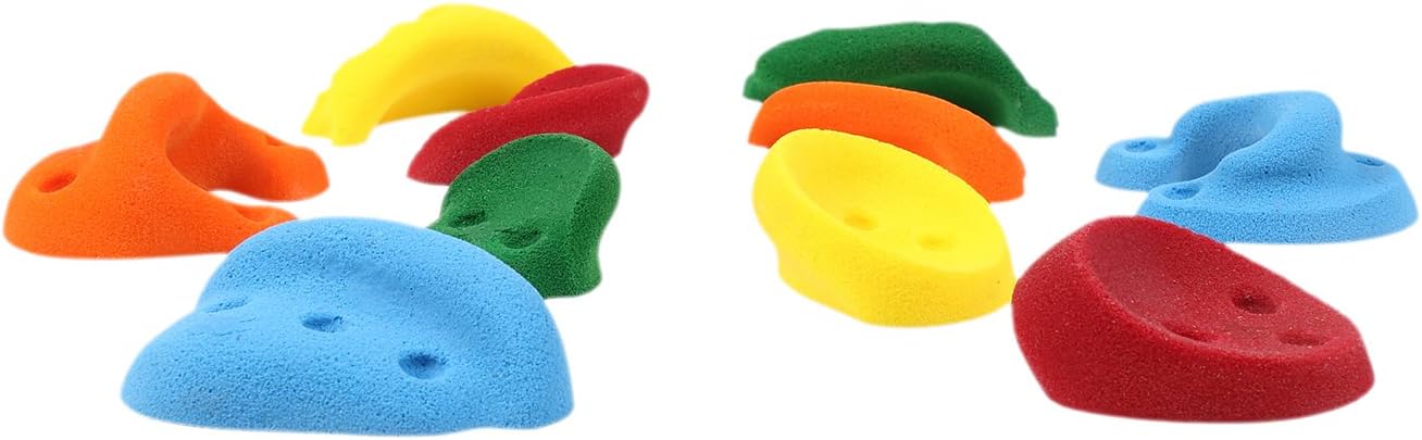 Atomik Rock Climbing Holds Set of 10 Screw-On Incuts in Assorted Bright Tones