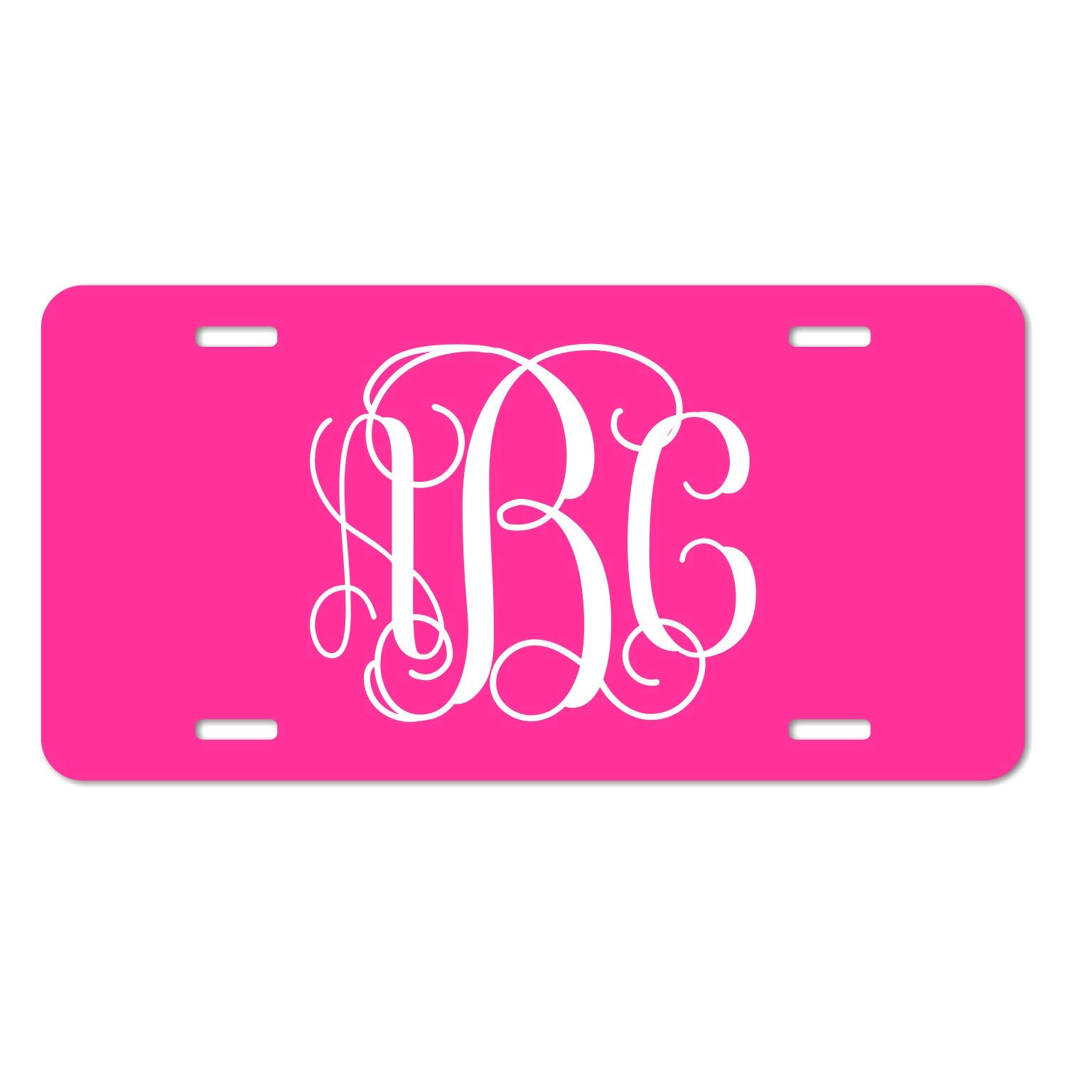 Buy Hot Pink Personalized Vine Monogram License Plate Size 3" X 6