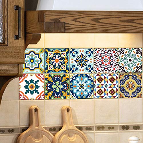 Self-Adhesive Wall Tile Decals, Peel And Stick Tile Stickers, Waterproof Backsplash Stickers For Kitchen Bathroom Decor, 6X6Inch 10Pcs, Mediterranean 01 #TOP3