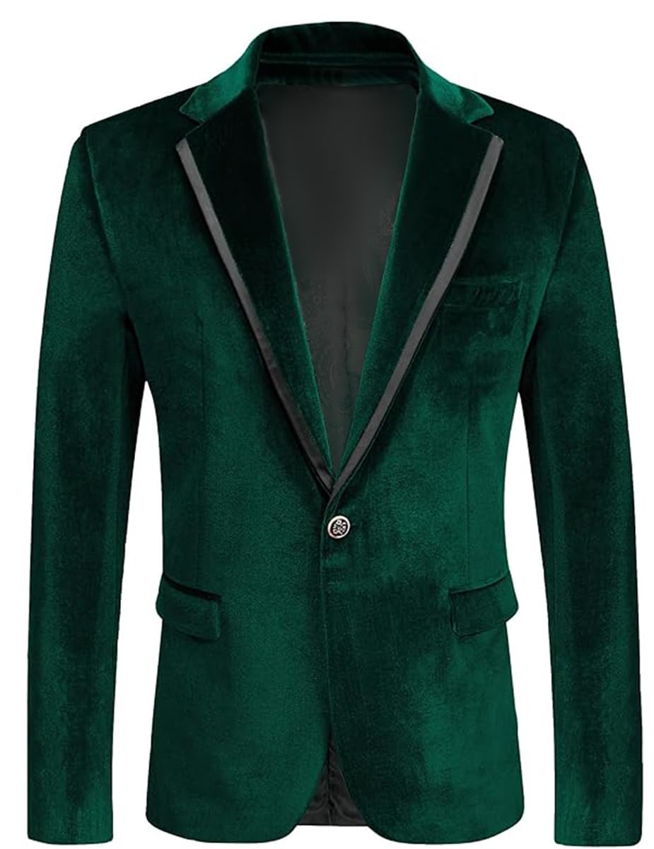 Blazer da uomo in velluto slim fit giacca in velluto un bottone blazer tinta unita smoking blazer matrimonio ballo cena
