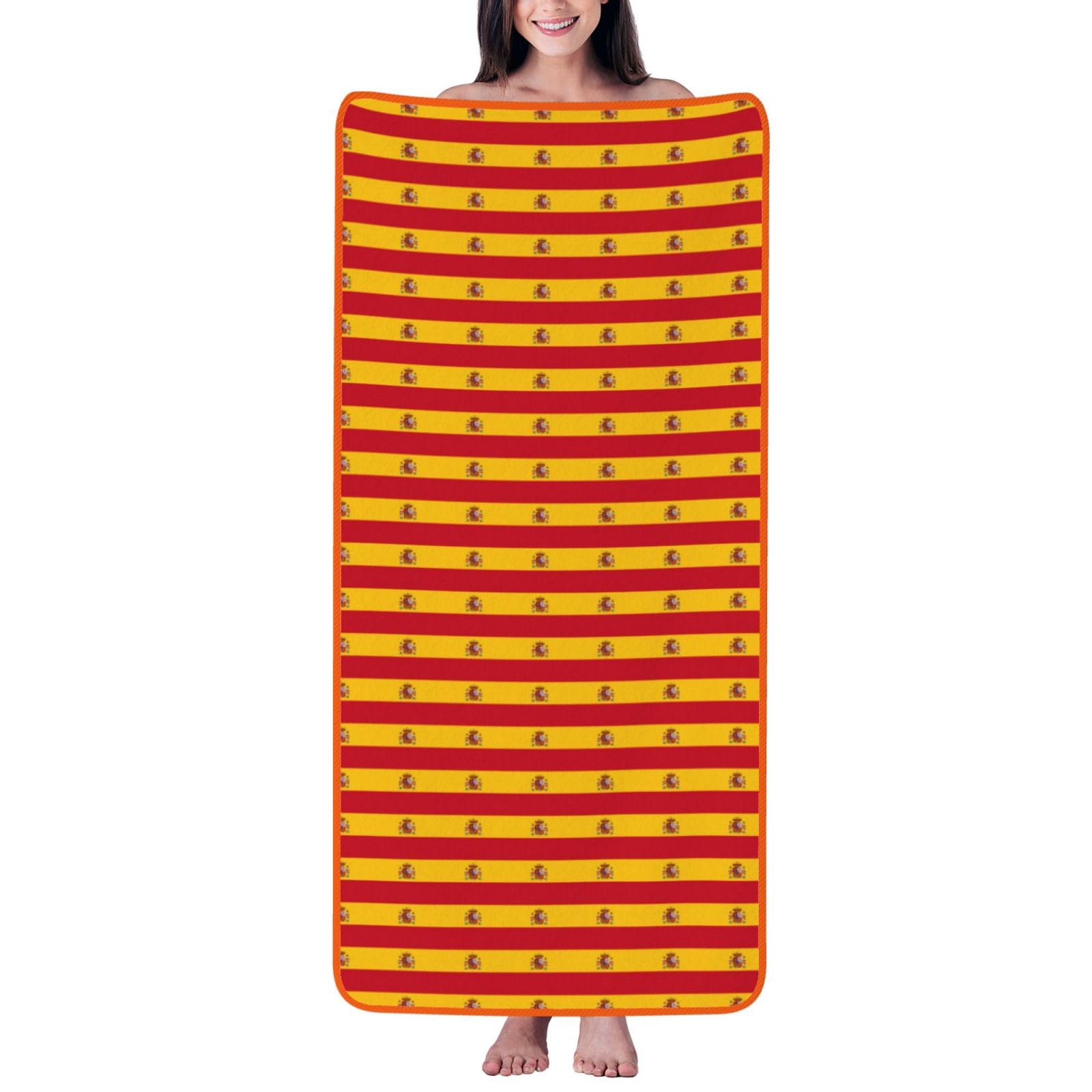 pojknbv Spanish Flag Print Comfortable Coral Velvet Bath Towel Home Bathroom Hotel Spa Beach Travel Holidays