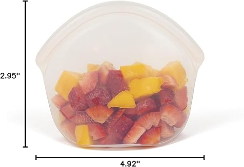 Vista 25 de Food Huggers Hugger Bags - Bolsa reutilizable de silicona para almuerzo y aperitivos, almacenamiento duradero, sin bisfenol A, apta para Ámbar