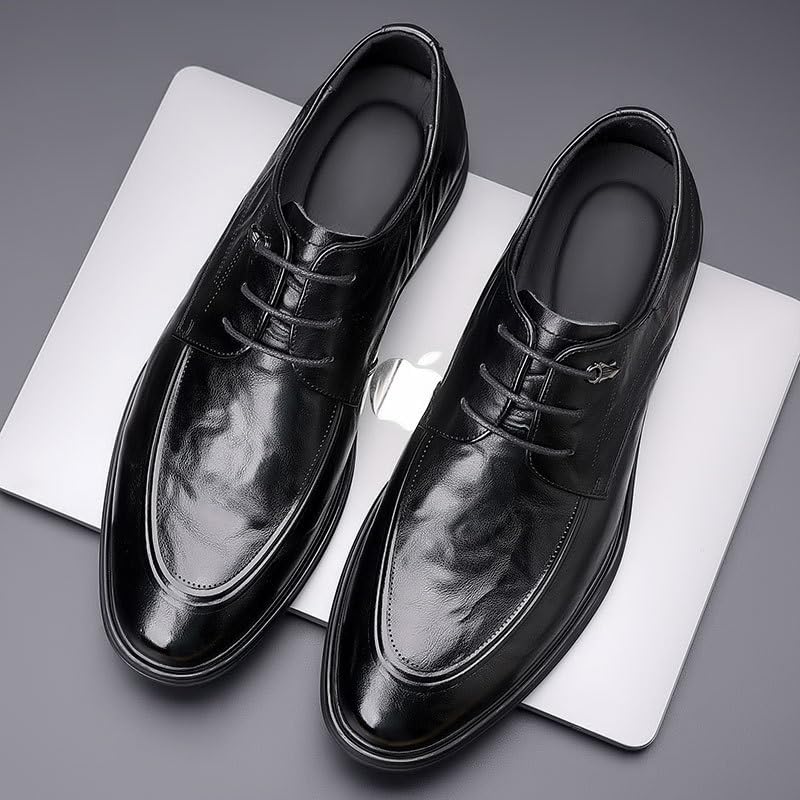 Men's Business Dress Leather Shoes Formal Comfortable Breathable Men's Lace-ups Rubber Soft Sole Shoes Stable Grippy Shoes for Men2