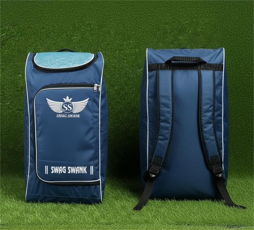 Swag Swank Cricket Kit Bag, Drifter Navy Blue Backpack Style with Full Padded Padded Straps (Navy Blue)-image-36