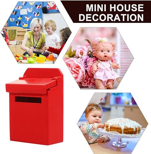Miniatura 3 de NUOBESTY Accesorios para casa de muñecas, 2 piezas, buzón de madera en miniatura, buzón de metal rojo, buzón de correo de EE. UU., Miniatura 112,