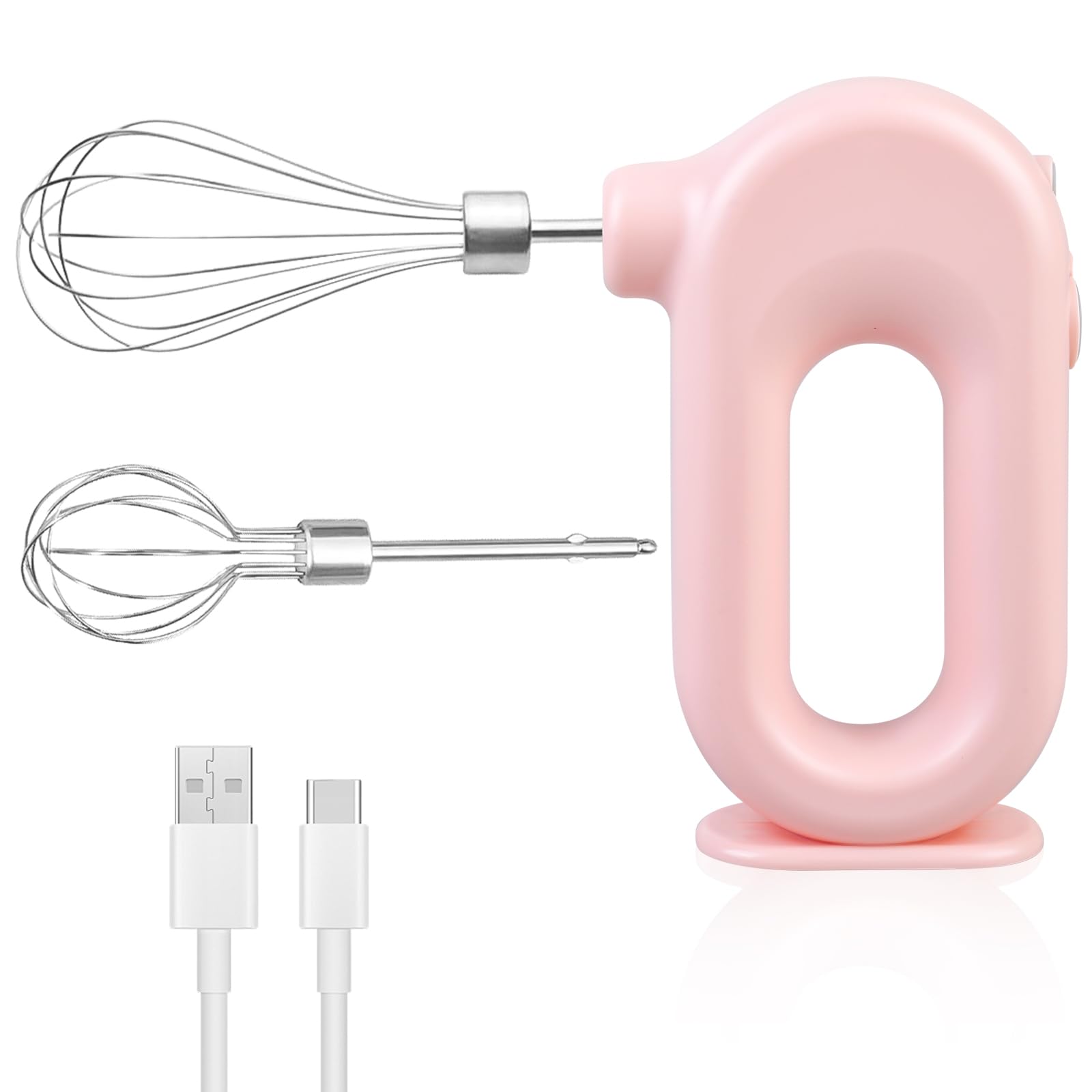 Batidora de mano inalámbrica eléctrica, mini batidora de mano con 4 niveles y 2 batidores, batidora eléctrica recargable por USB, batidora eléctrica, batidora de huevos para hornear, crema, pasteles