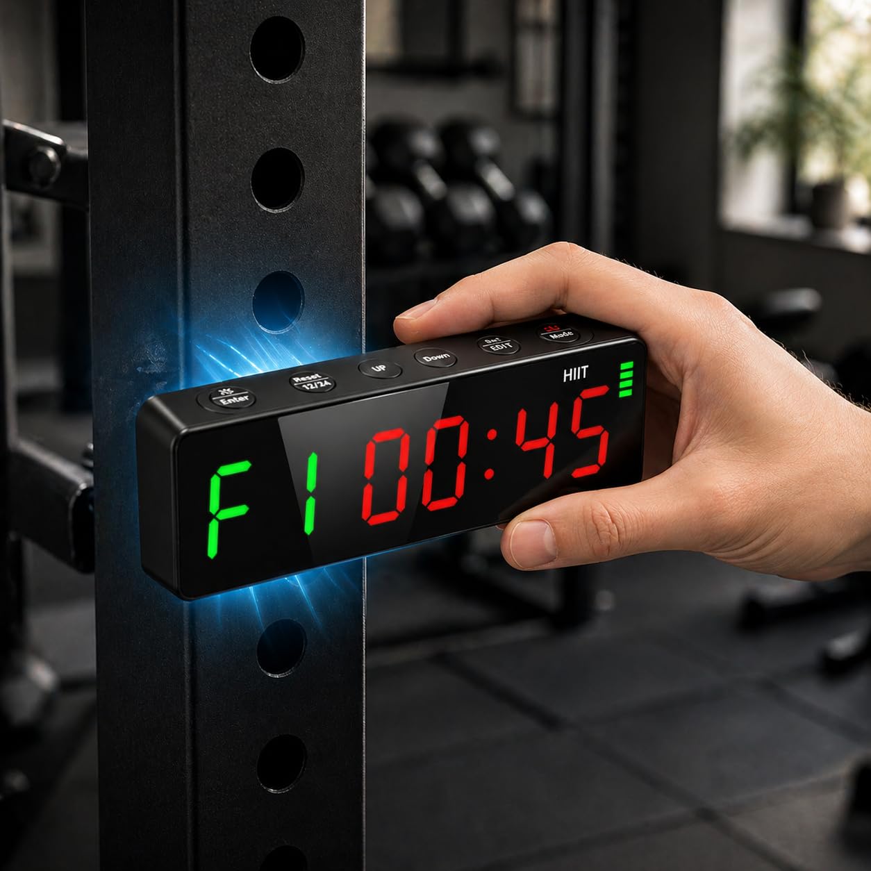 Gym Clock Workout Timer Clock for Home Gym, 7-Inch LED Gym Exercise Interval Timer with Strong Magnet, Rechargeable Battery, 5-Level Brightness for HIIT, Tabata, Boxing & Garage Workouts-image-43