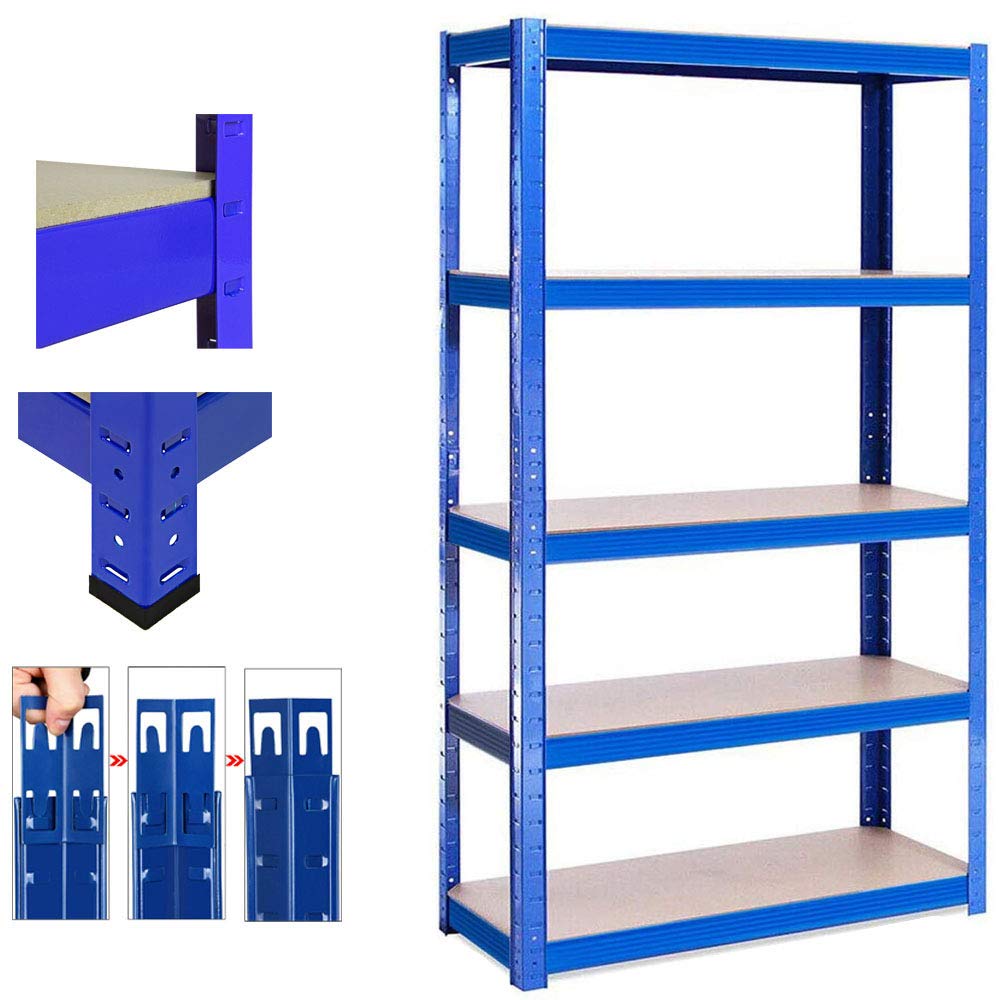 Scaffalatura resistente, capacità 875 kg, 180 x 90 x 40 cm, colore blu, scaffale versatile per casa, ufficio, garage e magazzino, robusto design modulare per un facile montaggio