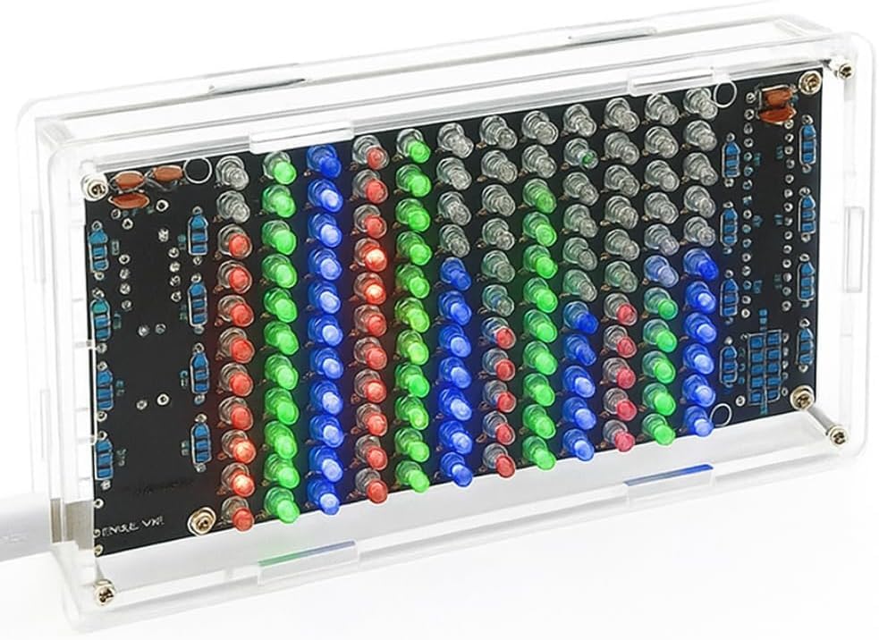DIY Music Spectrum Led Light Soldering Practice kit Complete Soldering Project kit with Components PCB & Enclosure Audio Level Indicator Perfect for Electronics Enthusiasts & Beginners