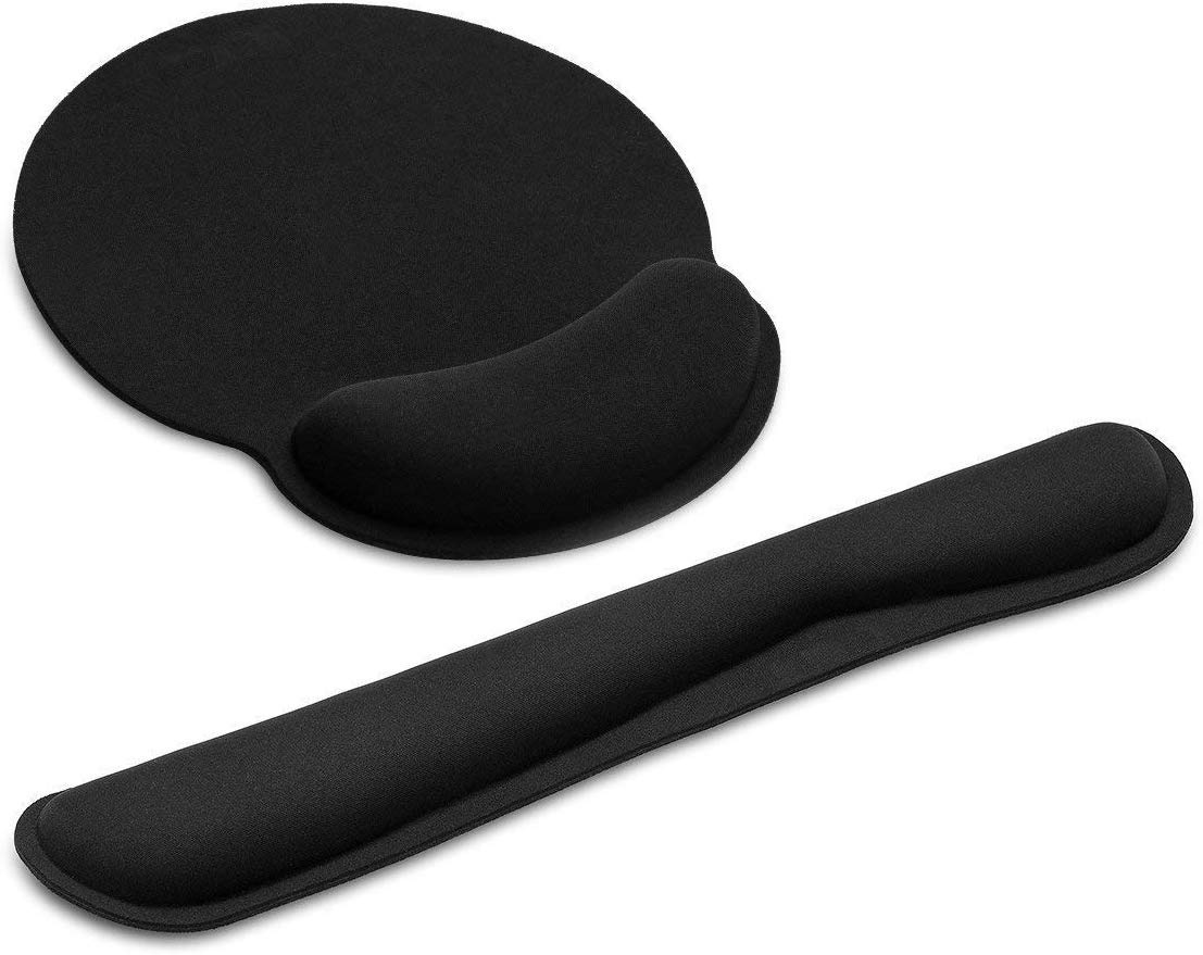 URMI Keyboard Wrist Rest Pad, Mouse and Keyboard Wrist Support Pad Set, Anti-Skid Ergonomic Gel Wrist Cushion Support with Memory Foam for Computer Laptop Working Gaming Home (Mouse Pad&Wrist Rest)