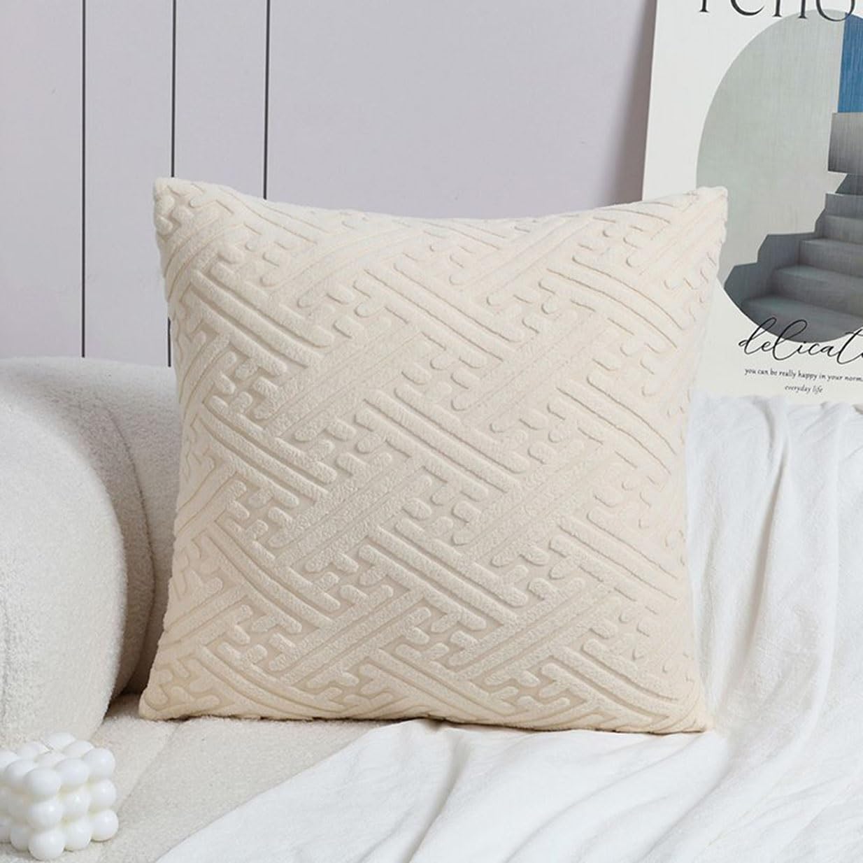 Swj-Swjssb Beige Super King Size Pillow Cases,Square Rectangle Cushion Covers Soft Corduroy Stretch Throw Pillow Cover Various Sizes Decorative Pillowcases For Bedroom Sofa Pillows(,40X40cm/16X16inch)