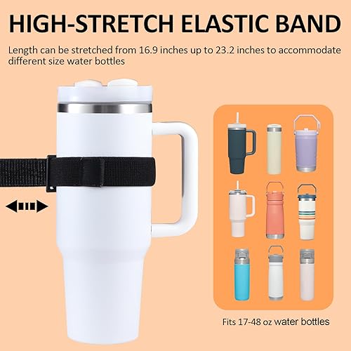 Miniatura 4 de Bolsa de silicona para botella de agua con 5 dijes, botella de agua de mano para Quencher Adventure de 40 onzas y Stanley IceFlow de 20 onzas y 30