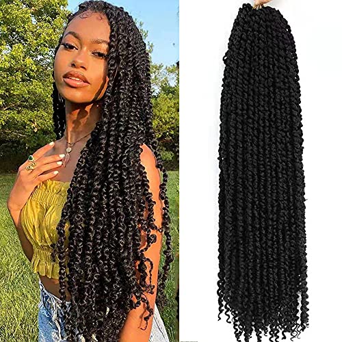 Passion Twist Hair 30inch Long Pretwisted Passion Twist Crochet Hair Soft Pre Looped Passion Twist Crochet Braids Bohemian Curly Wave Braiding Hair For Black Women (30inch #1B 1pack)