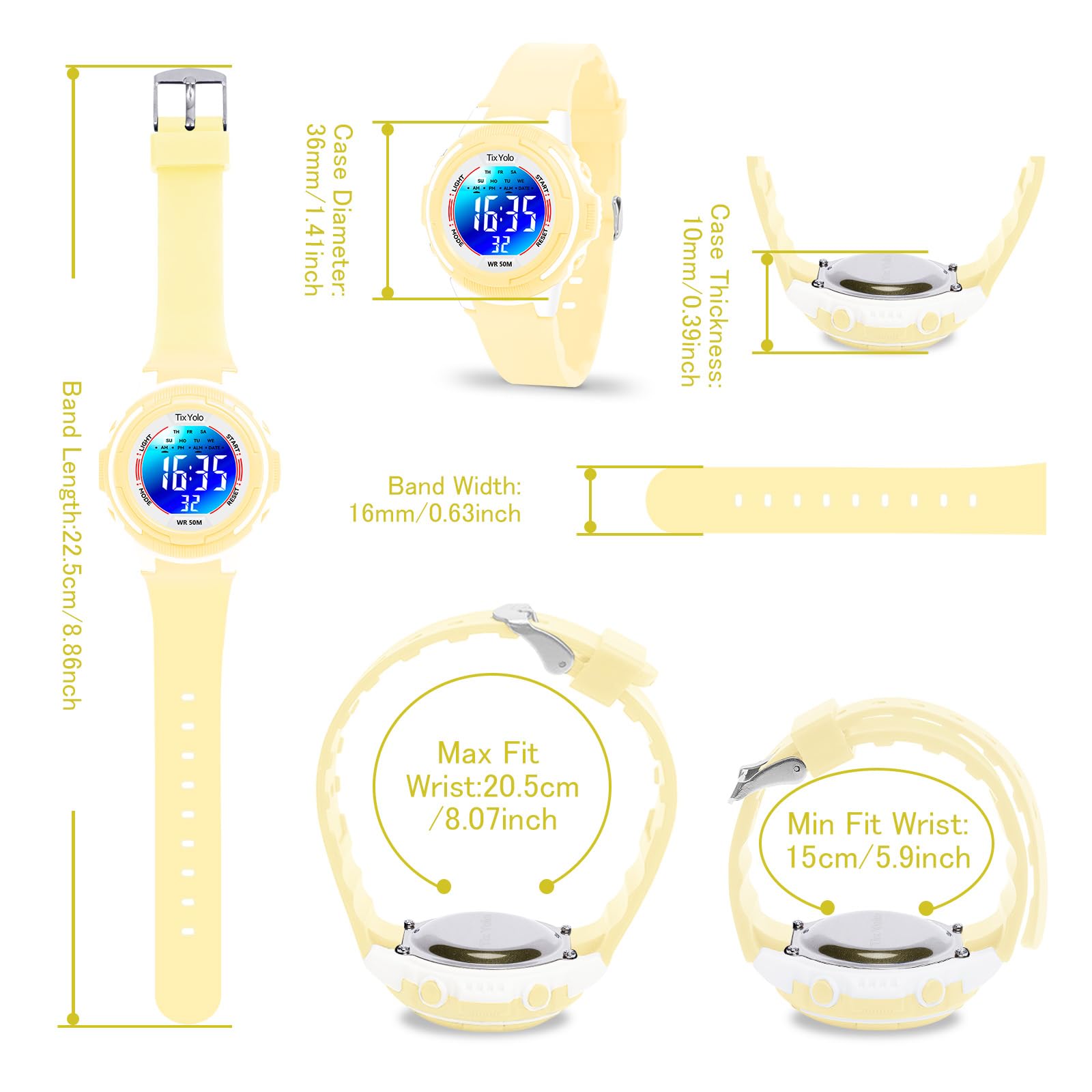 Montre numérique pour enfants avec 7 lumières de couleur étanche à 50 m, alarme, chronomètre, bracelet souple, cadeau pour enfants, montre de sport pour garçons et filles de 5 à 12 ans